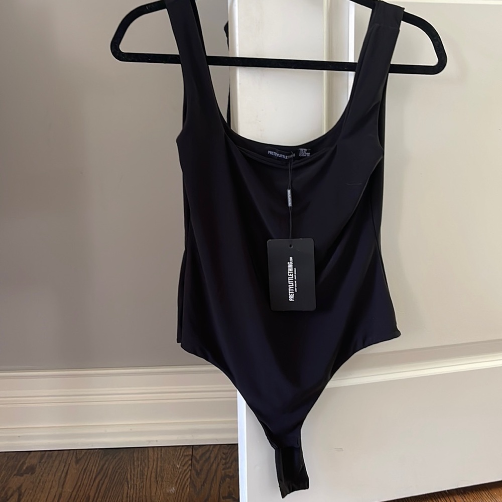 Pretty Little Thing Square neck bodysuit in black